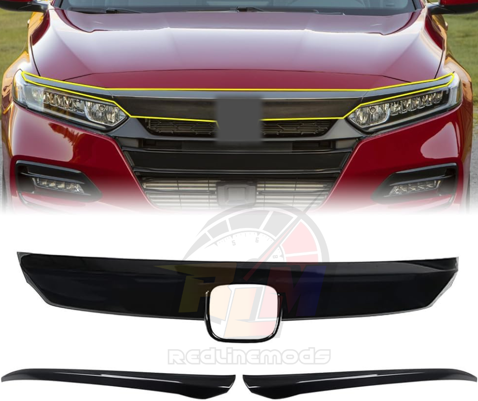 2018-2020 Honda Accord Chrome Delete Cover 3 Piece Gloss Black