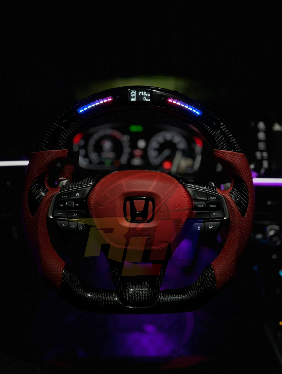 Honda Accord Carbon Fiber Steering Wheel With LED Screen & Air Bag Cover (Custom Order)