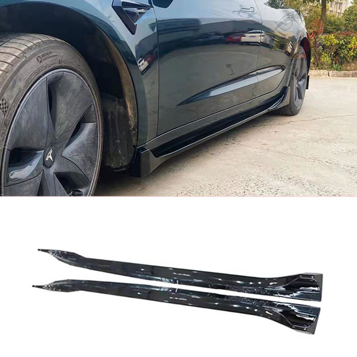 2017-2024 Tesla Model 3 Side Skirts Gloss Black