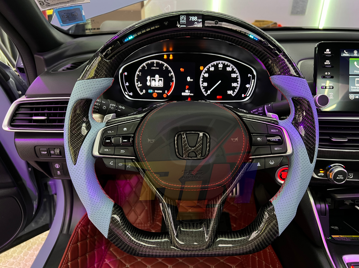 Honda Accord Carbon Fiber Steering Wheel With LED Screen & Air Bag Cover (Custom Order)